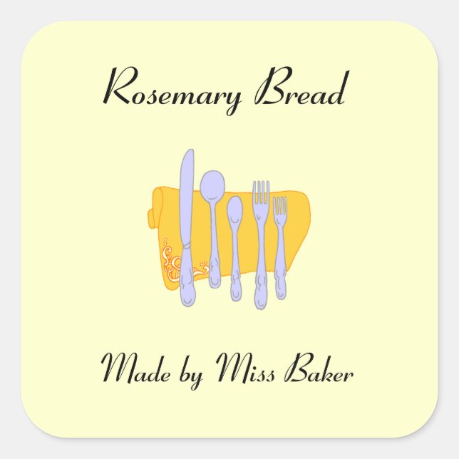 Dinnerware and Napkin Custom Baking Sticker (Front)