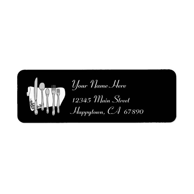 Dinnerware Black and White Address Label Template (Front)