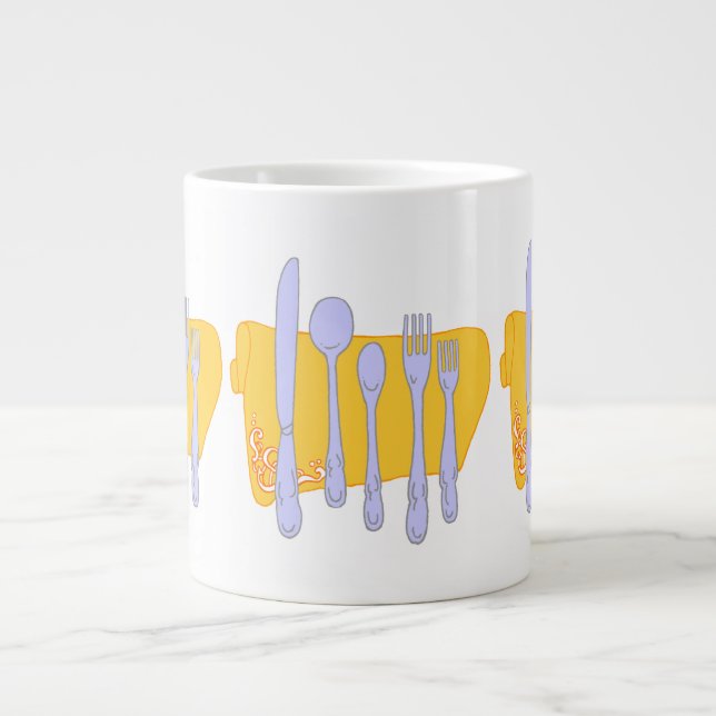 Dinnerware Cooking Design Template Giant Coffee Mug (Front)