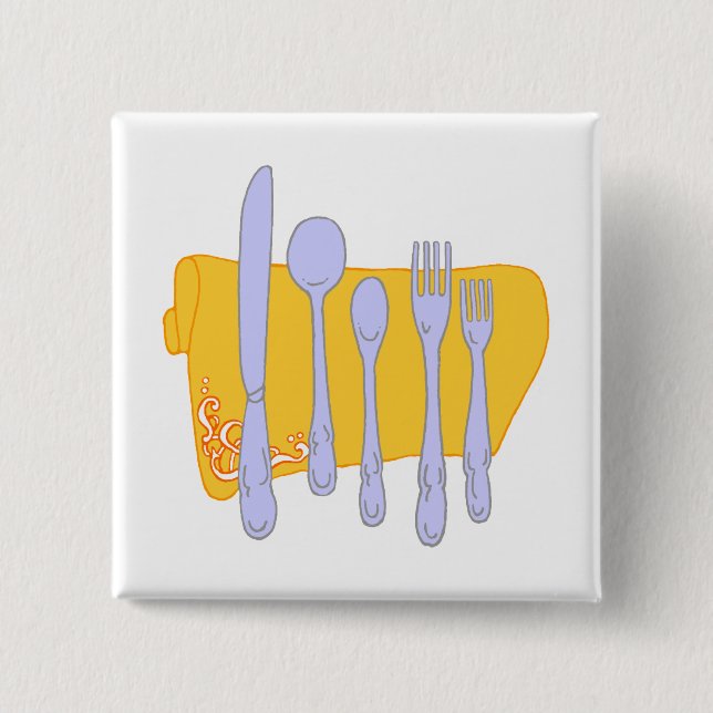 Dinnerware Cooking Design Template Pinback Button (Front)