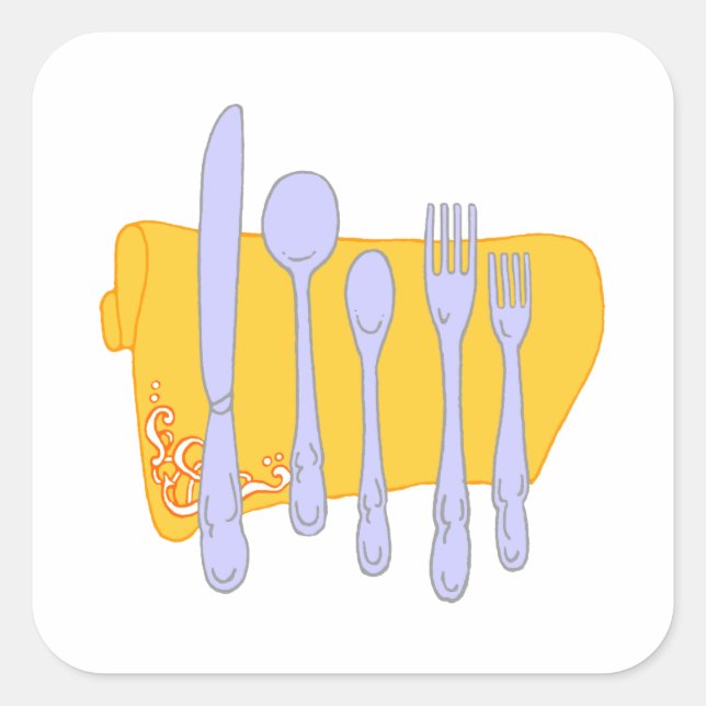 Dinnerware Cooking Design Template Square Sticker (Front)