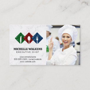 Dinnerware Logo Woman Chef in Kitchen Business Card