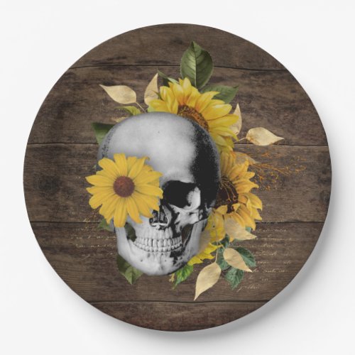  Dinnerware Reception Rustic Sunflower Skull Paper Plates