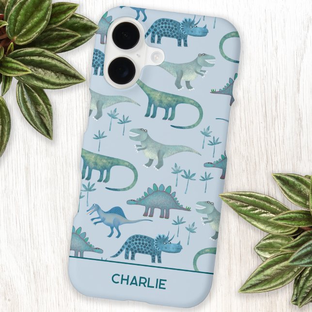 Dinnosaurs Personalized Name Case-Mate iPhone Case (Fun personalized custom name dinosaur cell phone case)