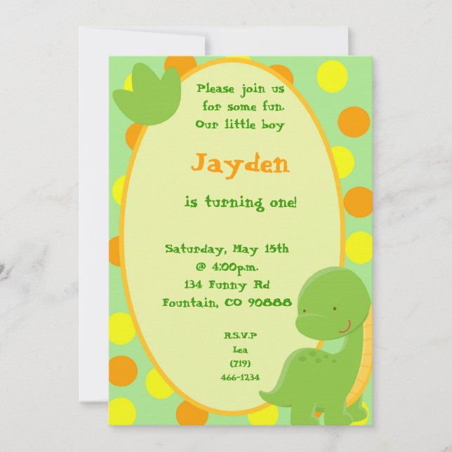 dino2, Please join us for some fun.Our little b... Invitation (Front)