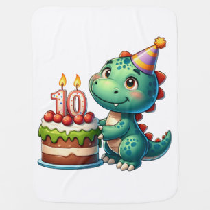 Dino 10th Birthday Baby Blanket