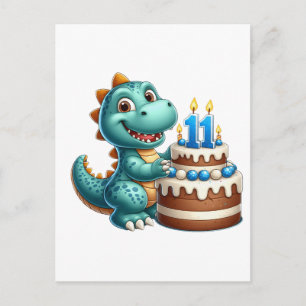 Dino 11th Birthday Holiday Postcard