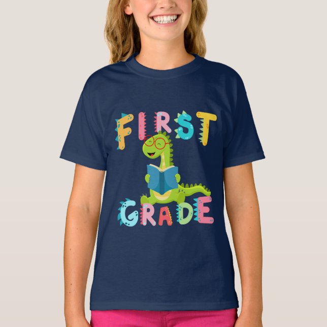 Dino 1st GRADE Squad teacher student school T-Shirt (Front)