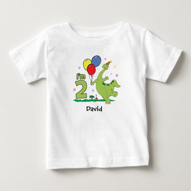 Dino 2nd Birthday Baby T-Shirt (Front)