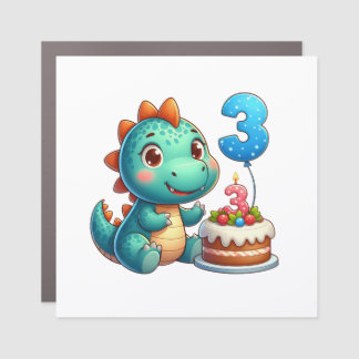 Dino 3rd Birthday Car Magnet