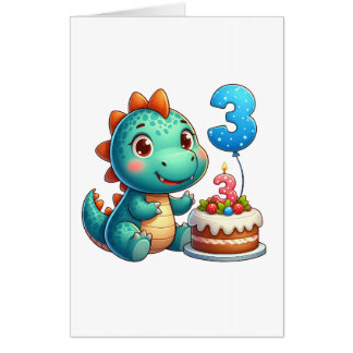Dino 3rd Birthday Card