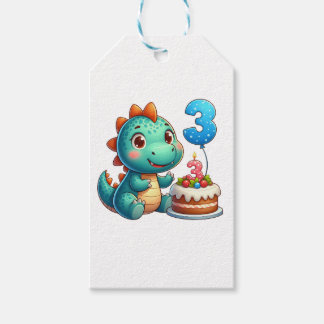 Dino 3rd Birthday Gift Tags