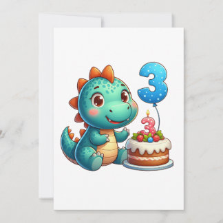 Dino 3rd Birthday Holiday Card