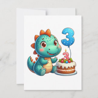 Dino 3rd Birthday Invitation