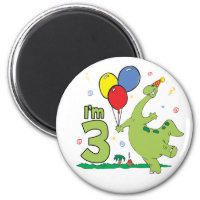 Dino 3rd Birthday Magnet