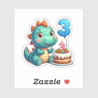Dino 3rd Birthday Sticker