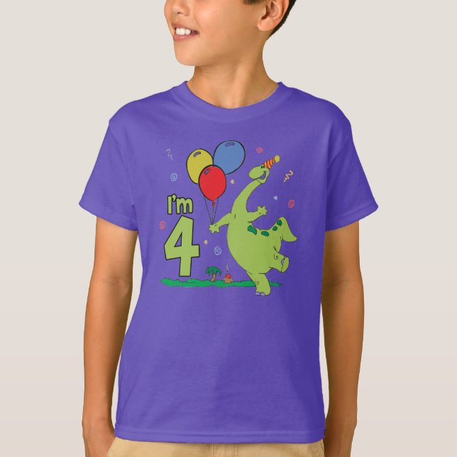 Dino 4th Birthday T-Shirt (Front)