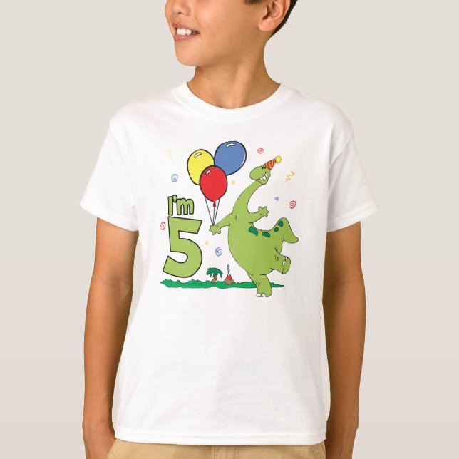 Dino 5th  Birthday T-Shirt (Front)