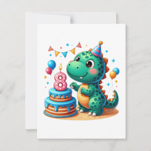 Dino 8th Birthday Note Card