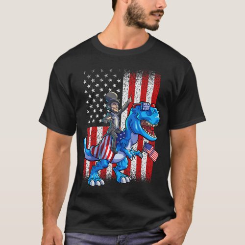 Dino Abraham Lincoln 4th Of July Shirt Boys Americ