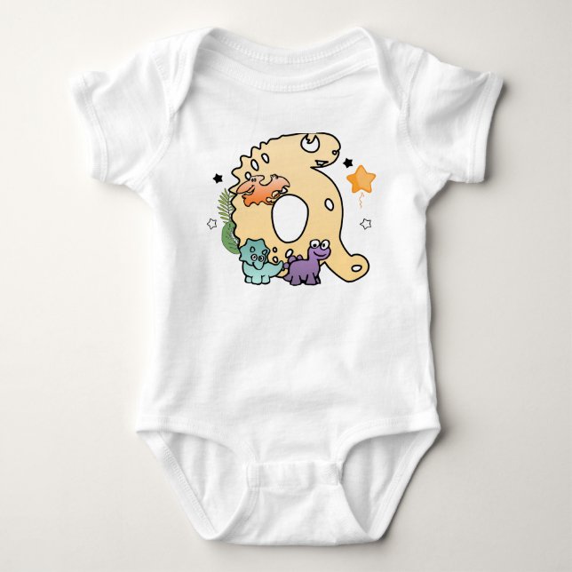 Dino Alphabet for Babies with Name Starting with Q Baby Bodysuit (Front)