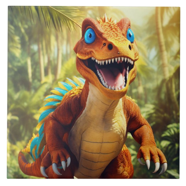 Dino-astic Birthday Ceramic Tile (Front)