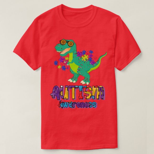 Dino Autism Awareness T-Shirt (Design Front)