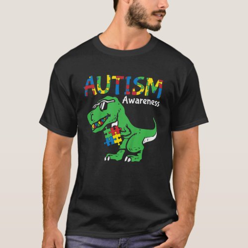 Dino Autistic Toddler Boys Cute Dinosaur Kids Auti T_Shirt