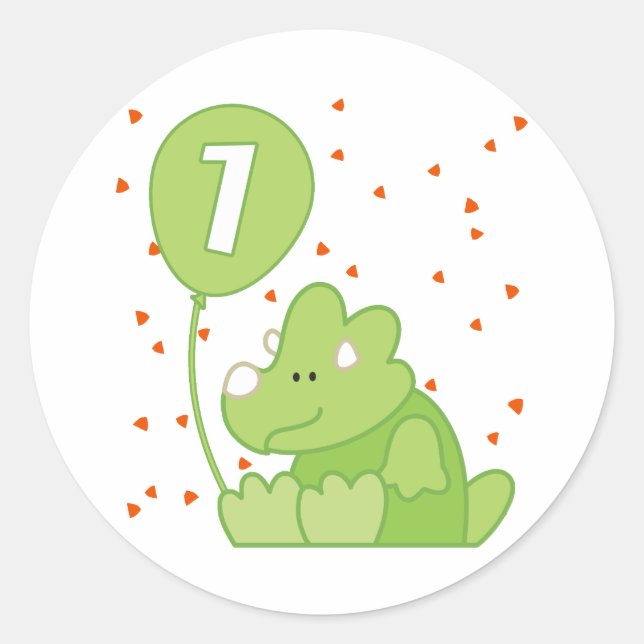 Dino Baby 1st Birthday Classic Round Sticker (Front)