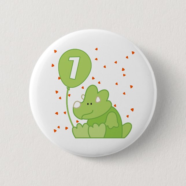 Dino Baby 1st Birthday Pinback Button (Front)