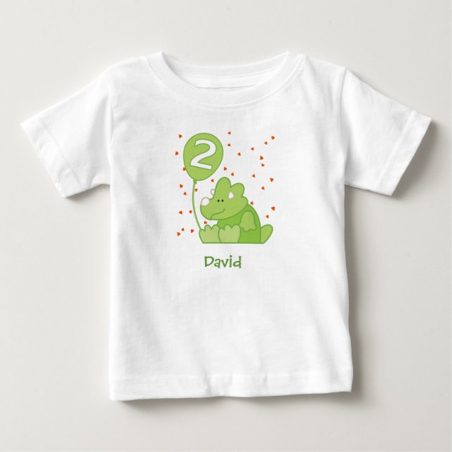 Dino Baby 2nd Birthday Baby T-Shirt (Front)