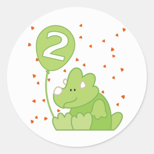 Dino Baby 2nd Birthday Classic Round Sticker