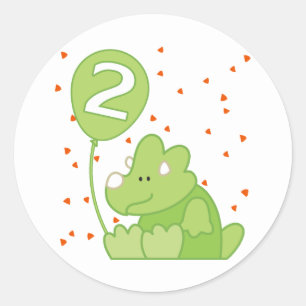 Dino Baby 2nd Birthday Classic Round Sticker