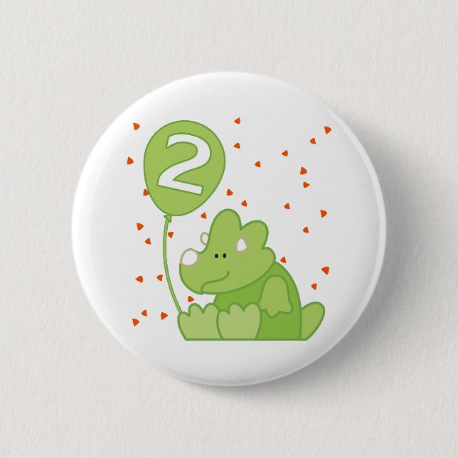 Dino Baby 2nd Birthday Pinback Button (Front)