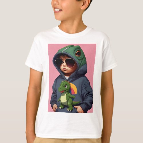 Dino Baby Adorable Dinosaur Logo Kids T_Shirt