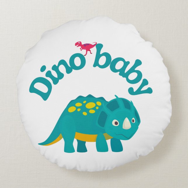 Dino baby dinosaur design baby bodysuit round pillow (Back)