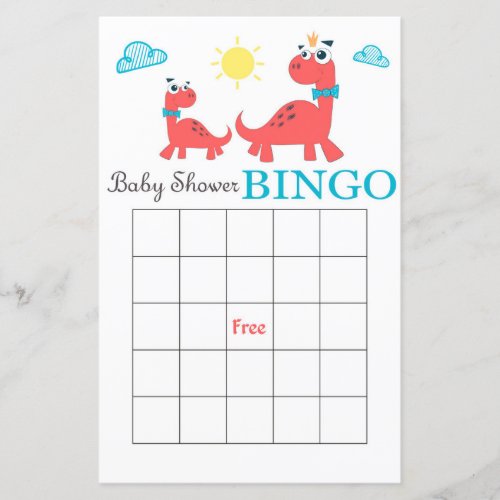 Dino baby shower bingo cardDinosaur bingo card