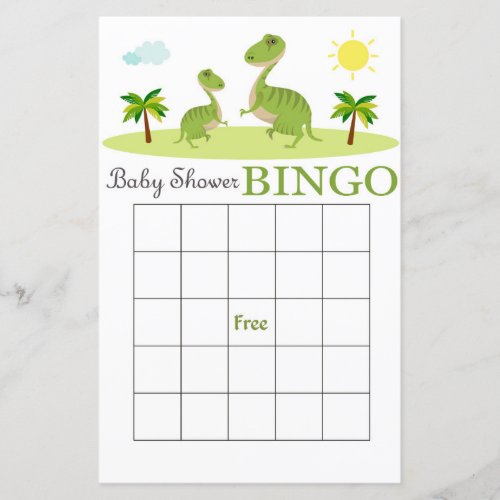 Dino baby shower bingo cardDinosaur bingo card