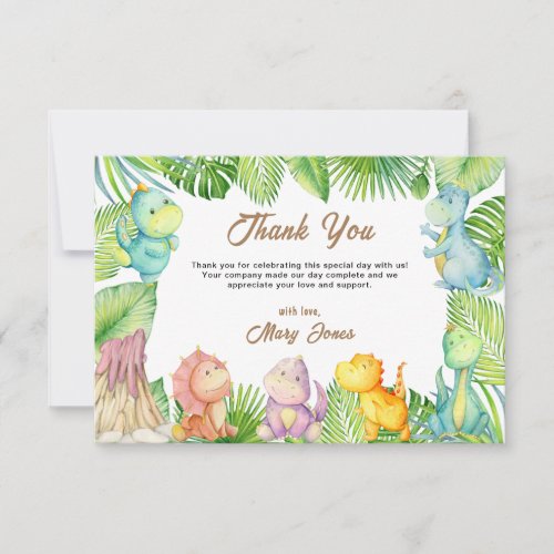 Dino Baby Shower Thank You Card
