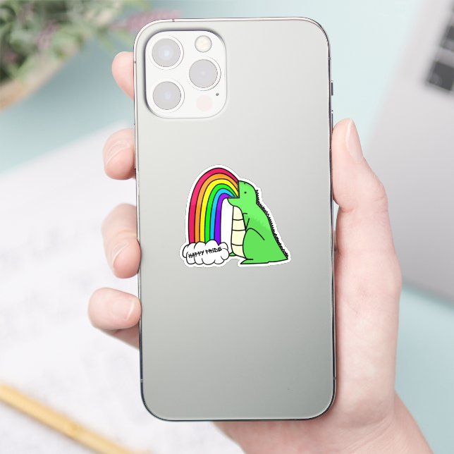 Dino Barfing Rainbows Sticker (Phone)
