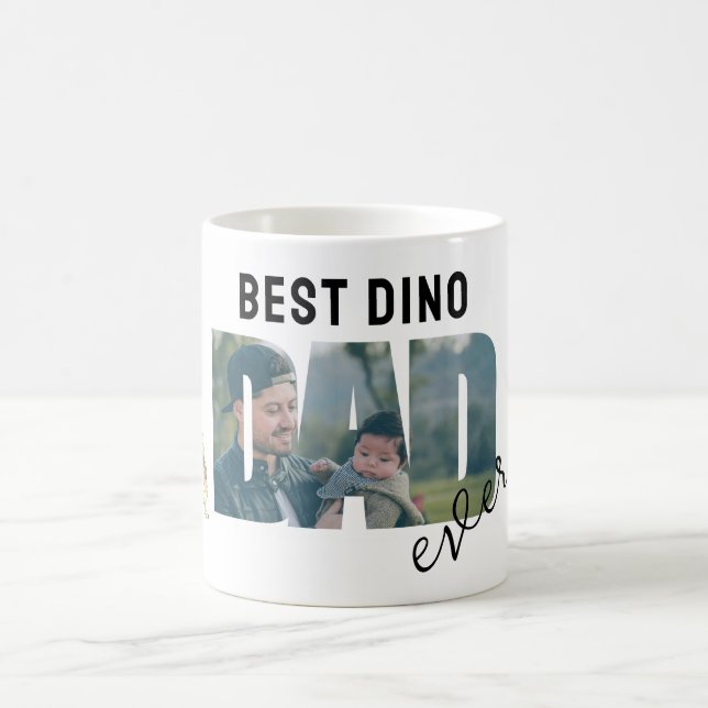 Dino Best Dad Ever Personalized Photo Coffee Mug (Center)