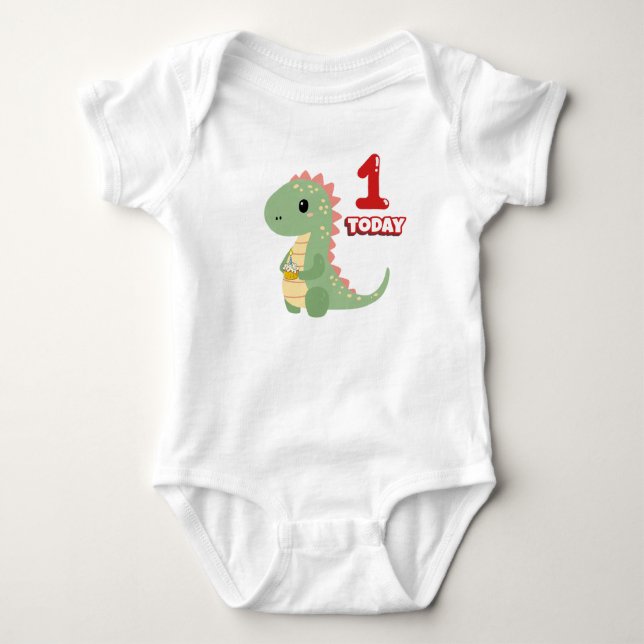Dino Birthday 1 Today Baby Bodysuit (Front)