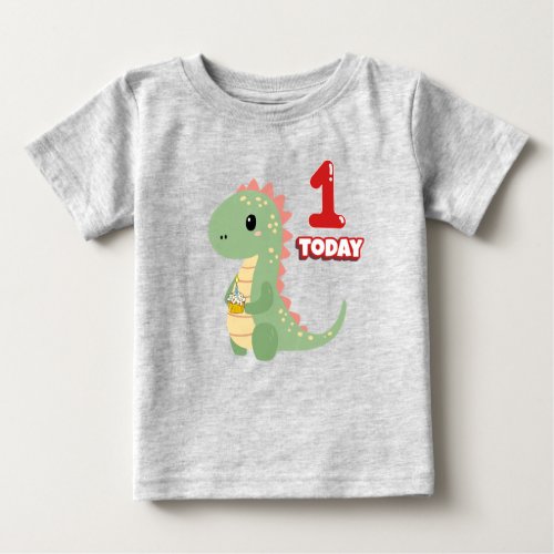 Dino Birthday 1 Today Baby T_Shirt