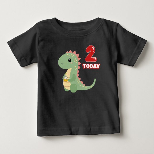 Dino Birthday 2 Today Baby T-Shirt (Front)