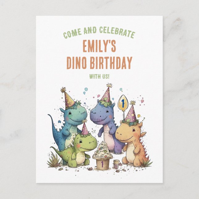 Dino Birthday Bash Postcard (Front)
