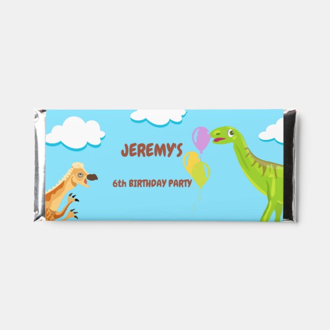 Dino Birthday Chocolate Favor – Kids Hershey Bar Favors (Front)