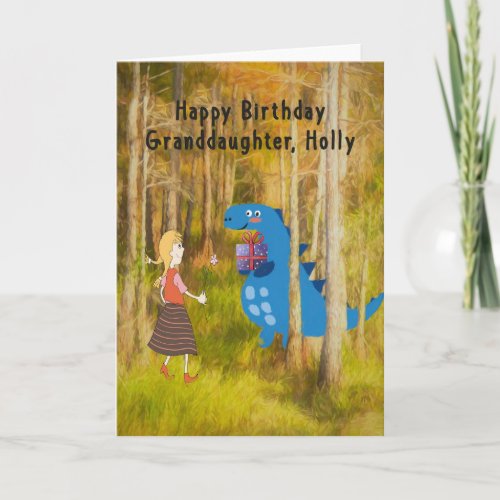 Dino Birthday for Granddaughter Special Request Card