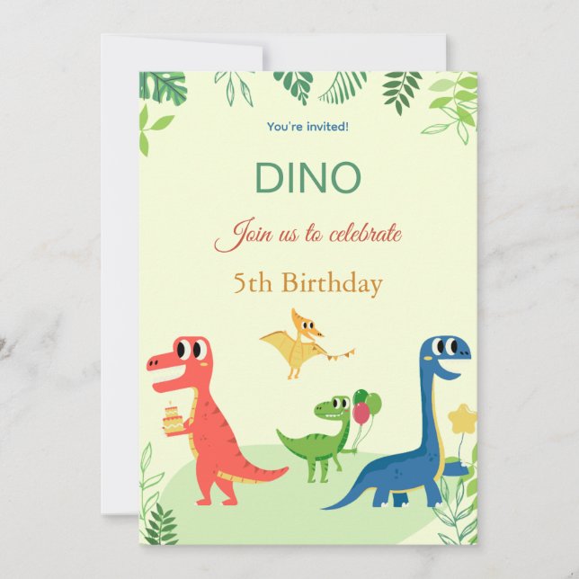 Dino birthday invitation  (Front)