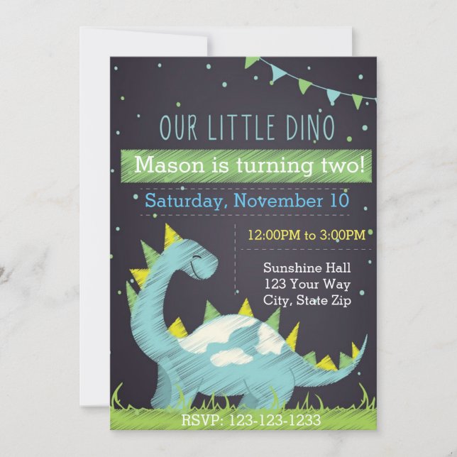 Dino Birthday Invitation (boy) (Front)