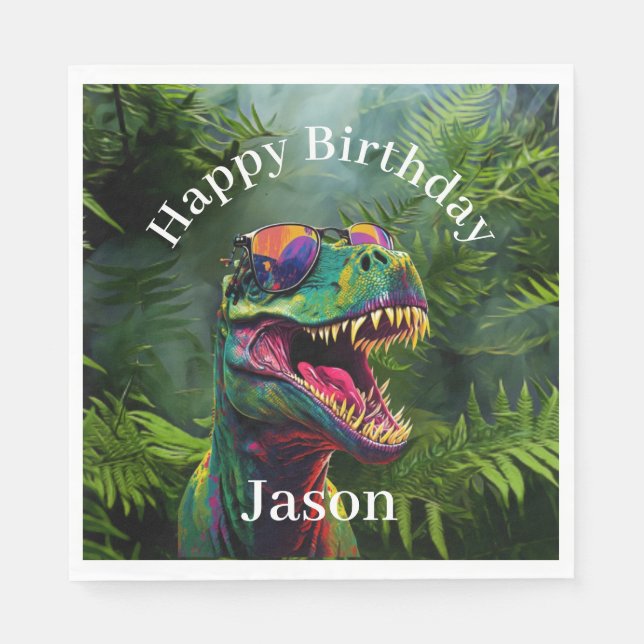 Dino  Birthday  Napkins (Front)